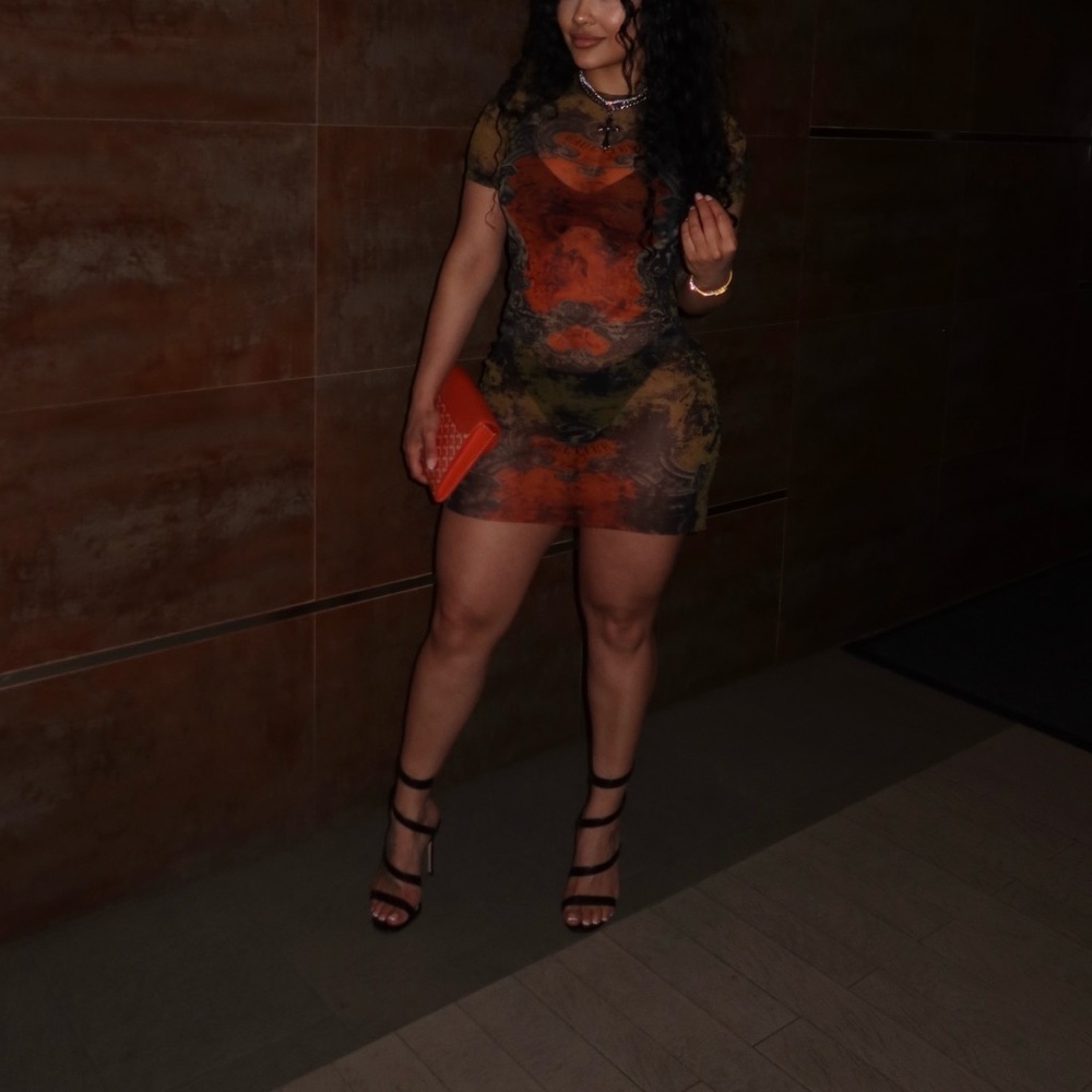Jean Paul Gaultier Olive and Black Printed Dress